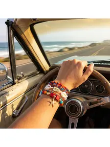 Boho Beach Style Shell Bracelet, Creative Design Multi-Layer Beaded Wristband, Trendy European & American Fashion Accessory