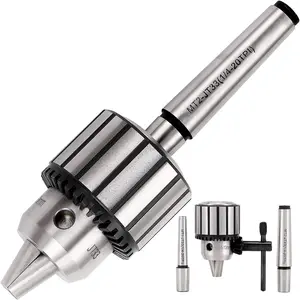 4 count Drill Chuck Set - 1/2-Inch Drill Chuck with Chuck Key with #1 (JT33-MT1) and #2 (JT33-MT2) Morse Taper Arbor