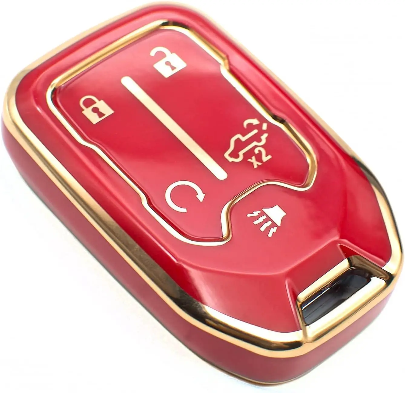 Key Fob Cover Compatible with Chevy Chevrolet Silverado GMC Sierra 1500 2500 3500 HD Limited Smart 5 Buttons TPU Remote Keyless Key Fob Case Protection  Accessories, Red
