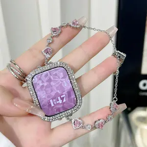Heart Shaped Watch Band, Rhinestone Decorated Watch Band for Women, Fashionable Watch Band for iWatch Series 10 9 8 7 6 5 4 3 2 1 38/40/41/42/44/45/46/49mm Ultra 1/2 SE, Smart Watch Strap, Wearable, Smart Watch Accessories