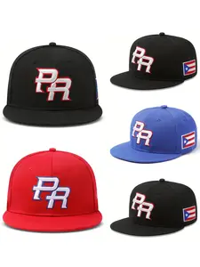 2025 Personalized New Baseball Hat PR Puerto Rico Side Flag Embroidered Flat Edge Hat, Custom Embroidered Hat, Outdoor Daily Life Commuting Sunshade Hat Street Fashion Hip Hop Hat Male Female Same Style Embroidered Cap