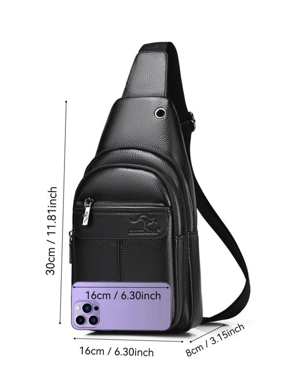 Men's Business Solid Color Sling Bag, Fashionable PU Leather Chest Bag for Daily Used, Casual Trendy Versatile High-quality Daily Commuting Bag