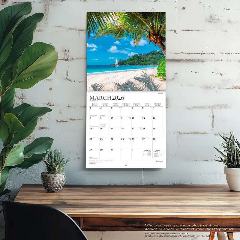 Motivation | 2026 12 x 24 Inch (Hanging) Monthly Square Wall Calendar | Foil Stamped Cover | Plato | Inspiration Quotes 4