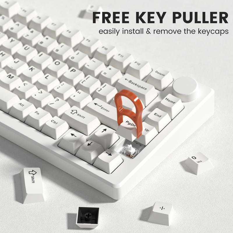 Womier PBT keycaps Set, 126 Keys Double Shot  Retro Milky White Keyboard caps,Cherry Profile Keycaps 60 65 75 100 Percent, Custom keycaps for Mechanical Keyboard Gaming(61/64/68/84/87/100/104/108)