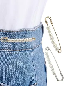 1pcs Faux Pearl Waist Pin ,Elegant Waist Pins,Scarf Safety Hijab Clip Shawl Buckle Pin Brooch Sweater Pins Brooches for Women Easy to Install