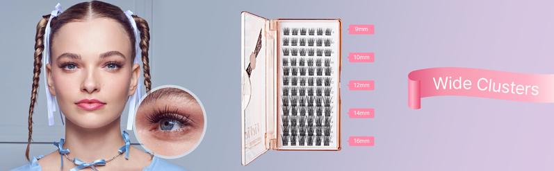 VieVie Narrow Lash Clusters 120pcs DIY Eyelash Extension Lashes, 9-16mm Mix Individual Eyelashes, Natural Look