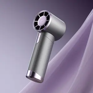 Portable Handheld Fan, Adjustable Speed 1-100, Turbine Mini Fan with LED Display, Rechargeable Personal Cooling Fan, Metal Case with Lanyard, Multifunctional Fan