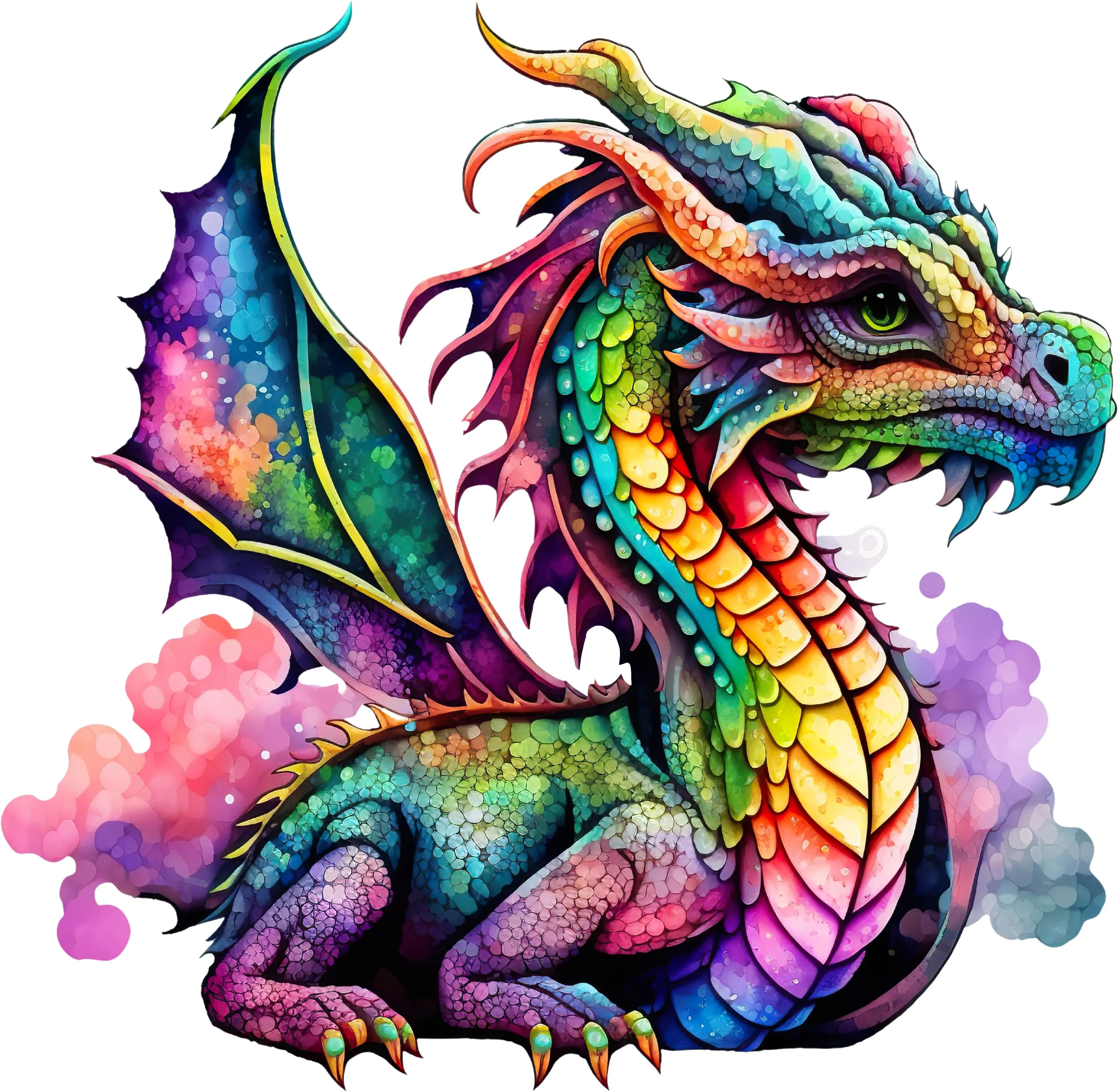 DTF Transfer – Watercolor Dragon Multi Sizes (MY-DR001)