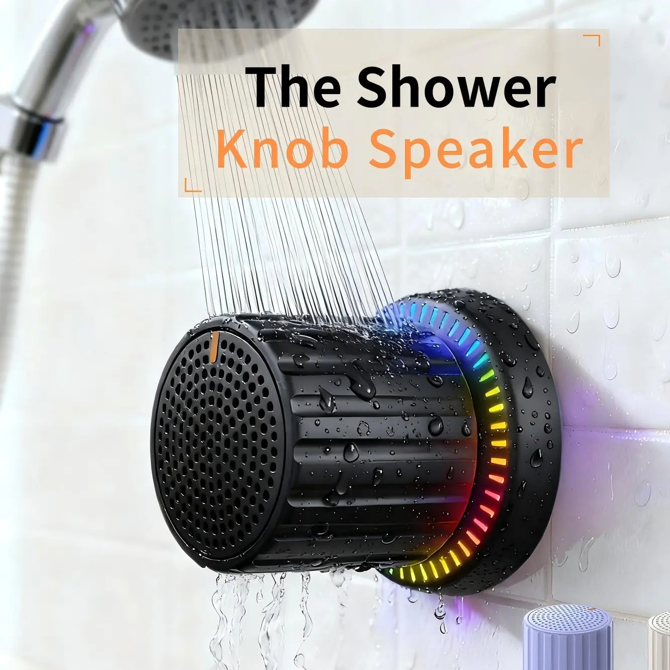 Bathroom, kitchen magnetic speaker, Multifunctional Speaker, Rechargeable Waterproof Speaker, Mini Wireless Speaker with Colorful Breathing Light, Magnetic Suction Knob Bluetooth Speaker, IPX5 Waterproof Portable Audio for Shower, Home, Office, Gift Idea