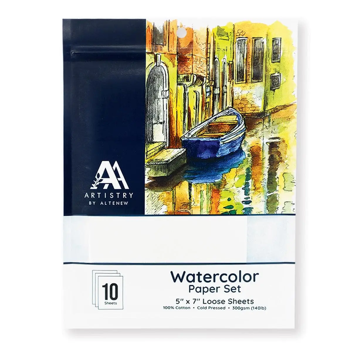 Watercolor Paper Set (Cold Pressed, 5" x 7" Loose Sheets, 10 sheets/set)
