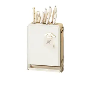 Cream-style wall-mounted knife rack storage shelf, multi-functional kitchen knife storage rack, punch-free wall-mounted chopstick and knife rack integrated
