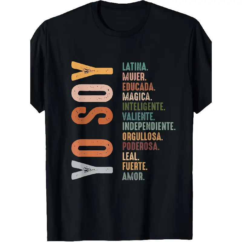 Men's Short-Sleeve Casual Graphic Round Neck Streetwear T-Shirt, Hispanic Latina Chingona Themed Top