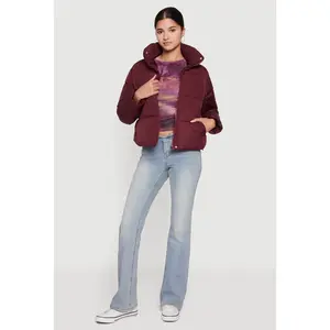Almost Famous Mock Neck Zip Front Puffer Jacket