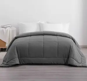 Dark Grey Down Alternative Comforter - All-Season Quilted Microfiber Bedding, Soft Lightweight, Machine Washable, with Corner Tabs