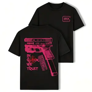 Outfits In Glock We Trust Standard size Black T-shirt with Multicolor Design for Men and Women Classic Fit Menswear, Casual Top for Unisex Womenswear T-shirt men