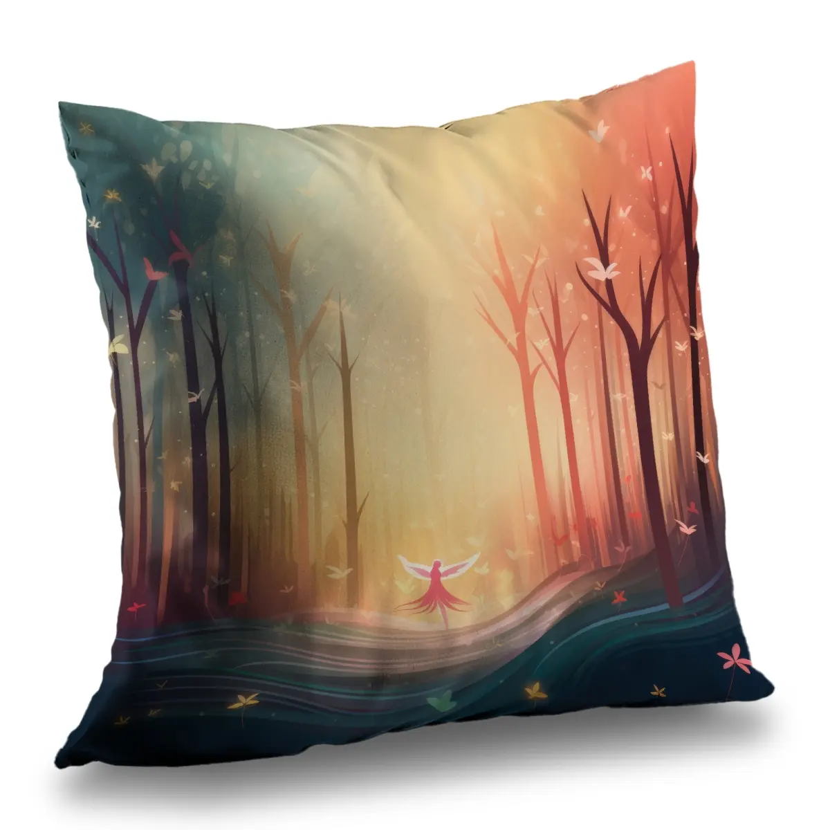 MWW C1PC1818R5VS25 18x18 in. Enchanted Turquoise Polyester Twill Throw Pillow - Fairycore Standard Pillow, Stylish Home Decor Accessory, Fairycore Standard Pillows