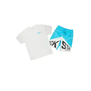 Zayn White/Mint/Blue Graphic Short Set