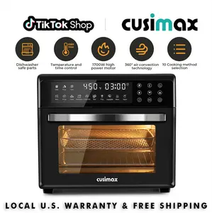 CUSIMAX 10-in-1 Air Fryer Oven & Convection Toaster Bundle: 24QT Family-Size with 7 Accessories, Air Fry/Roast/Bake/Dehydrate/Reheat, Stainless Steel, Less Oil Healthy Cooking, 24Qt Size,Electric Wall Oven Microwave Combo, summervibes