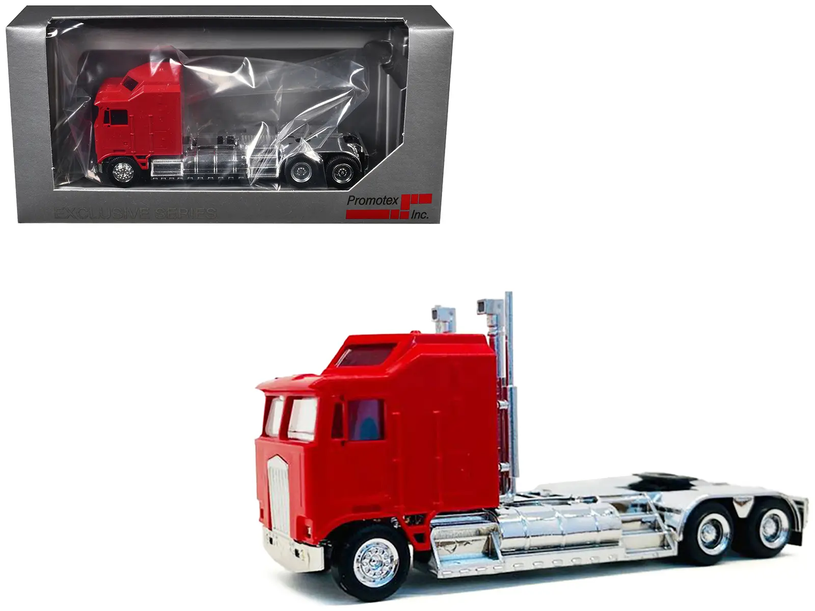 Kenworth K100 with 5-Bar Grill and XXL Chassis Red 1/87 HO Plastic Model by Promotex