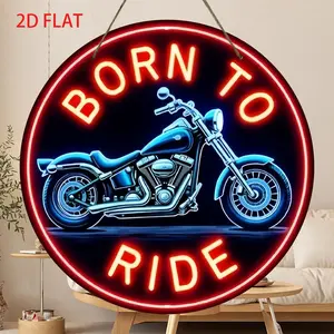 Vintage Motorcycle Design Neon Sign, Round Wall Decor, Classic Neon Sign for Bar, Cafe, Beach House, Backyard, Motorcycle Gift