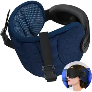 Travel Pillows for Airplanes, Airplane Pillow for Long Flight, Airplane  Strap with Sleep Eye Mask, 360? Headrest for  Trip, Stop Bobblehead, FSA HSA Eligible Approved, Mottled Blue