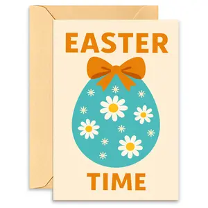 1pc daisy star patterned blue Easter egg Easter greeting card envelope set with blank inner pages suitable for Easter blessings, family and friends greetings, holiday gatherings, universal scenes, fresh and simple visual theme greeting card