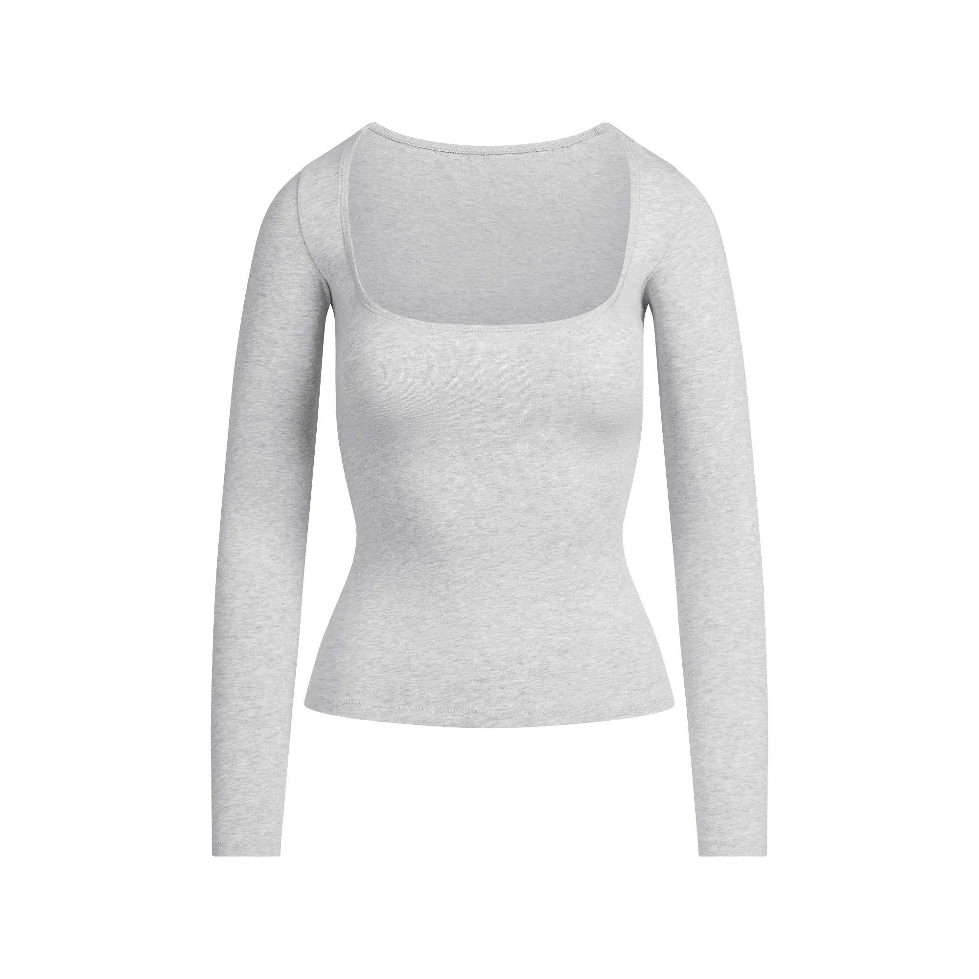 SKIMS COTTON JERSEY SCOOP NECK LONG SLEEVE TOP