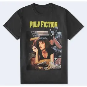 2026 Vintage Pulp Fiction Retro Classic Parody Movie T Shirt Black Tee Mens Oversize Big Size Graphic Y2k Unisex Top Clothing Soft Cotton Breathable Short Sleeve Casual Streetwear Summer Cool High Quality Gift For Fans