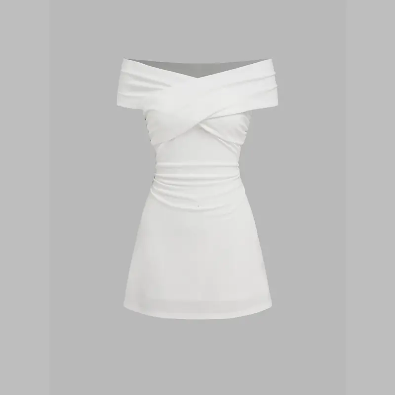 strapless open back dress Rosebud Broderie Off The Shoulder Mini Dress White main image 1