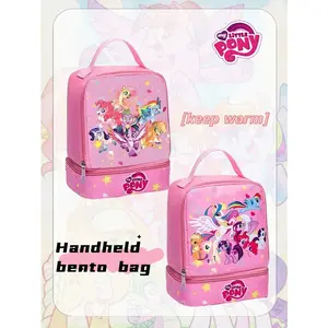 1 cartoon portable lunch box bag, student double-layer lunch box, insulated lunch bag, fruit snack milk lunch box, storage bag