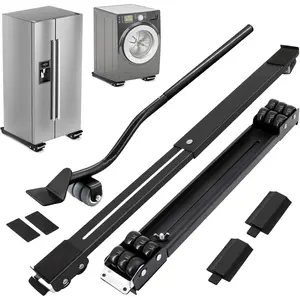 Appliance Rollers with Upgraded Furniture Lifter Tools, Extendable Appliance Heavy Duty Furniture Mover with Wheels Stand Sliders Washers Dryers Moving Base Kitchen Refrigerators Sofa Countertop Black