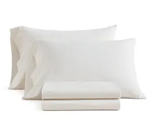 Martha Stewart Stripe White/Beige Cotton King Sheet Set