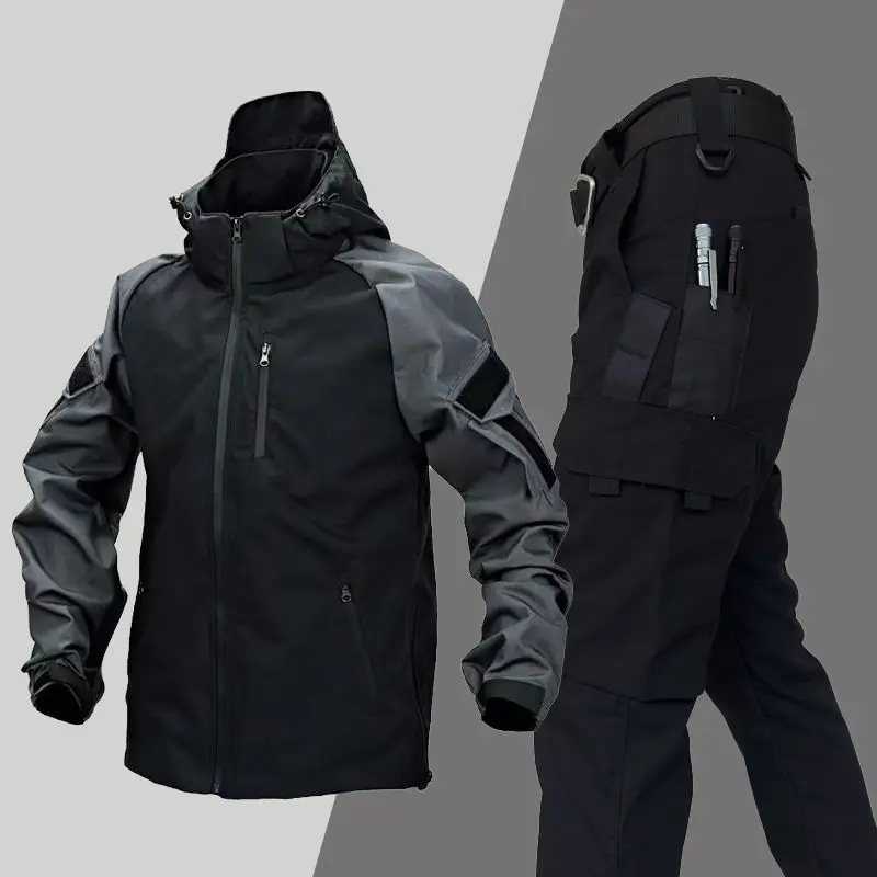 Black gray suit jacket+pants