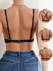 1PCS Women's Solid Color Sexy Wavy Cup Rim Underwire Lifting And Pushing Backless Detachable Shoulder Strap Bra, Multiple Ways To Wear