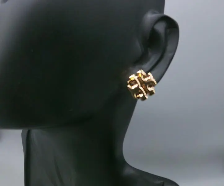 Small Tory Burch Logo Stud Earrings Signature Brand New