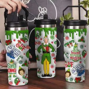 30oz Stainless Steel Insulated Tumbler with Leak-Proof Lid & Portable Handle - Christmas elf themed pattern design,Long-Lasting Hot/Cold Insulation,Perfect for Car,Office,Travel and Birthday Gifts, Travel Drinkware,Horse Drink Water Bottles