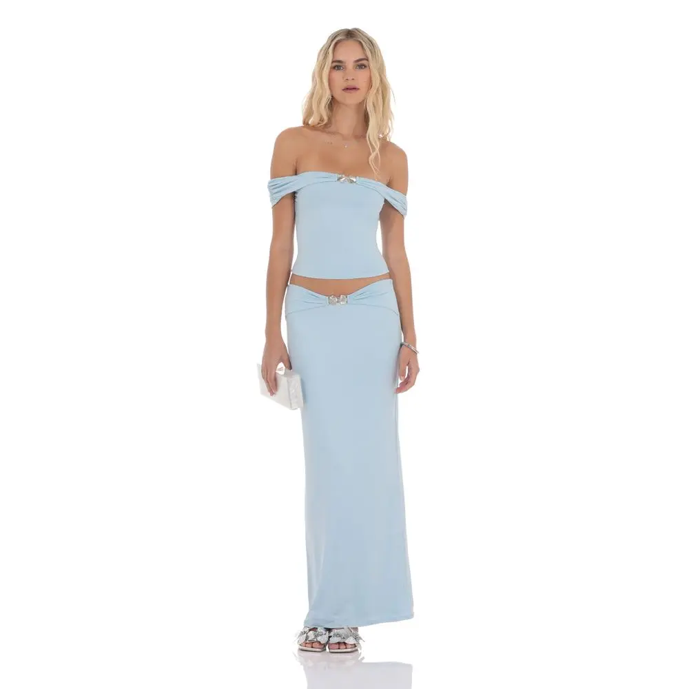 Embellished Skirt in Light Blue