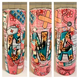 CNA Certified Nursing Assistants 20 oz Tumbler Coffee Drinkware Insulated Lid Skinny Portable Bottled Mug with Vacuum Insulation and Straw