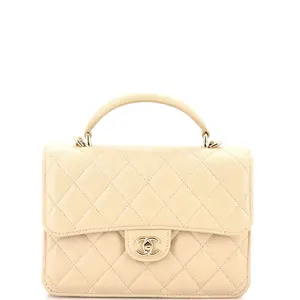 Pre-owned CHANEL Leather Backpacks CC Top Handle Backpack Quilted Lambskin Small by Rebag