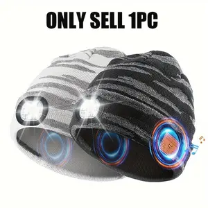 Immersive Wireless-compatible Wireless Music Light-Up Multifunctional Hat, LED Effects, Christmas Gift, Warm Winter Beanie, Party Adventure,Dad Gifts