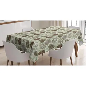 Pine Cone Tablecloth, Forest Conifers Greenland Foliage Spruce Tree Woodland Style Botany, Rectangular Table Cover for Dining Room Kitchen Decor, 60" X 84", Fern Green Brown Taupe