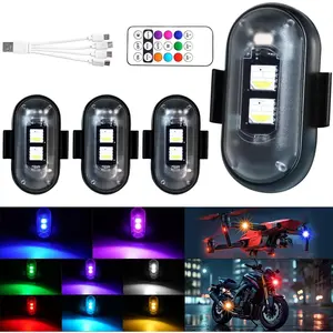 Waterproof Wireless LED Lamp with Remote Control, 8 Colors, USB Charging, Strobe-Flashing & Emergency Warning Modes, Velcro-Mounted Automotive Decoration Lighting for Cars, Motorcycles