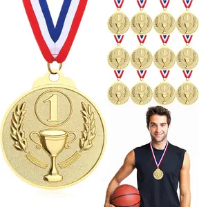 12 Pcs Gold Medals for Awards, 1St Place Award Medal for Teens Adults, Metal Award Medals with Neck Ribbons for Sports, Tournaments, Competitions, 2 Inch Hianjoo