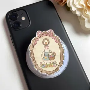 Floral Coquette Spring Easter Goose Phone Grip Vintage Thrifted Cottagecore Goose, Grandma Core Aesthetic Oval Frame MagSafe Holder