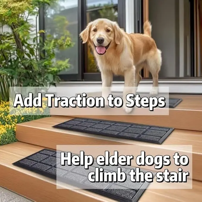 4pcs 8.5" x 30" Stair Treads for Elders and Dogs on Wooden Steps Indoor, Winter, Non Slip Stair Runner Rug Ice Insulation with Rubber Backing, BricksStaircase Mat Carpet for Outdoor Grip.