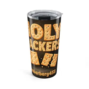 Holy Crackers 20oz Insulated Tumbler – Funny Saltine Cracker Design, QR Code Live Host Support Cup, Leakproof Travel Mug, Viral TikTok Humor Gift