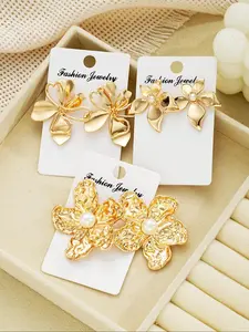 Flower Design Stud Earrings & Dangle Earrings, Fashion Jewelry for Party, Daily Clothing Decor, Trendy All-match & Exquisite Jewelry for Birthday Gift