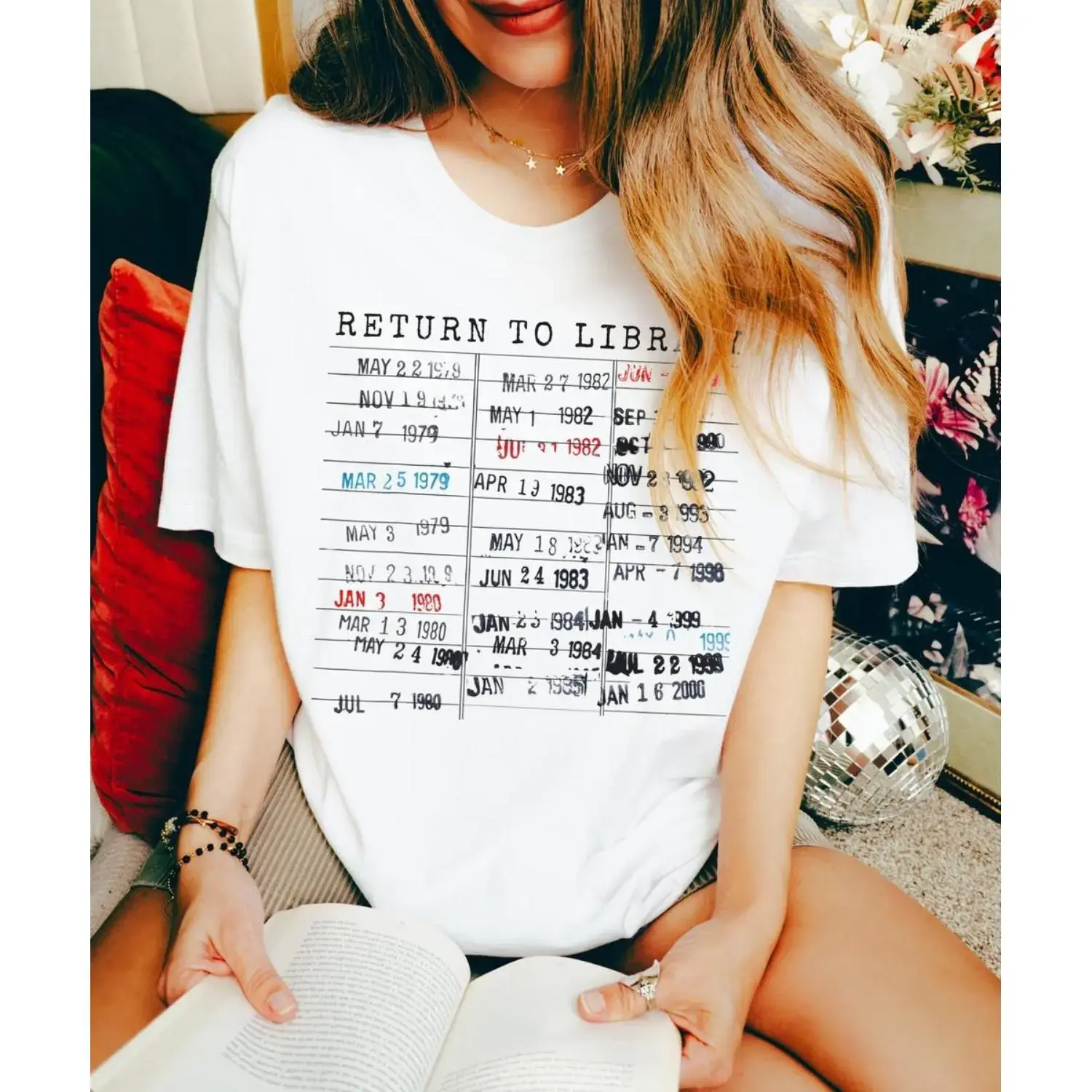 Return to Library Shirt, Vintage Library Card Book Due Date Sweatshirt, Bookish Gift for Her Him Reader Author Librarian English Teacher Shirt, Women's Men's Graphic Round Neck T-shirt