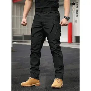 Men’s Tactical Cargo Pants – Durable Black Corduroy with Multifunctional Pockets and Zipper, Comfortable for Outdoor Activities Like Camping and Fishing, Camping Accessories