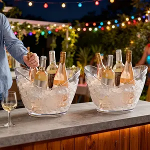 Clear Ice Bucket for Wine Bottles - Perfect for Outdoor Parties and Events - Enhance Your Beverage Serving Experience